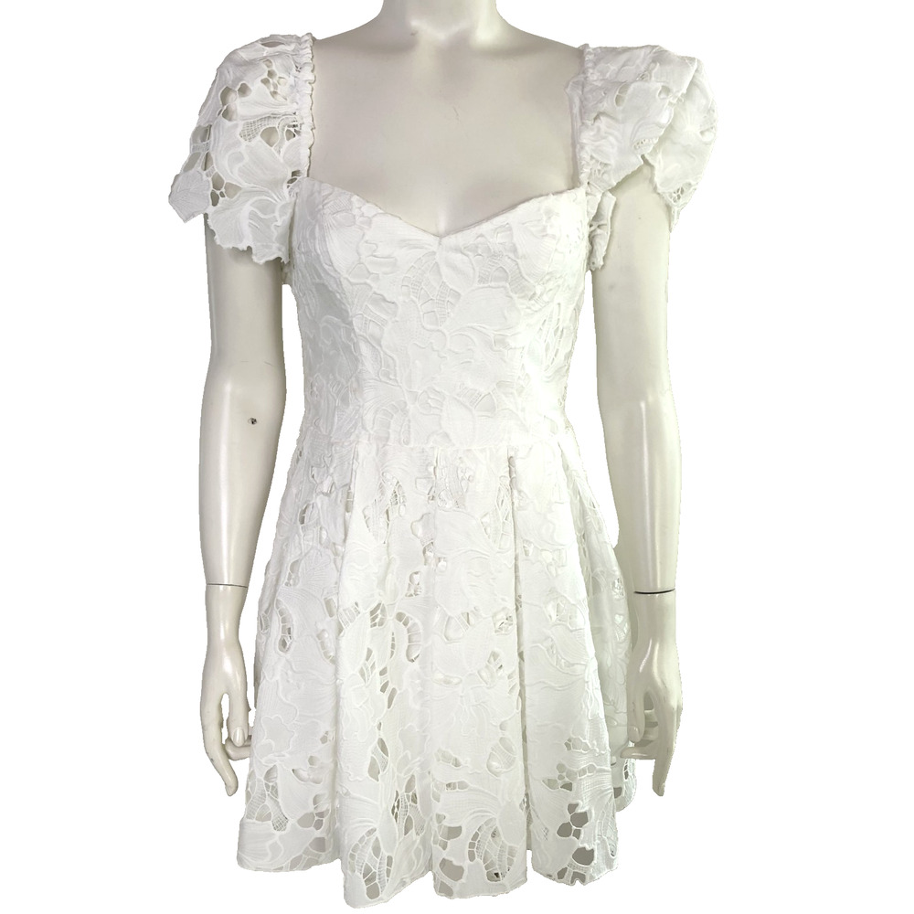 Club L London Vivi Lace Sweetheart Neck Women's Size 2 Mini Dress White MINT HRJ